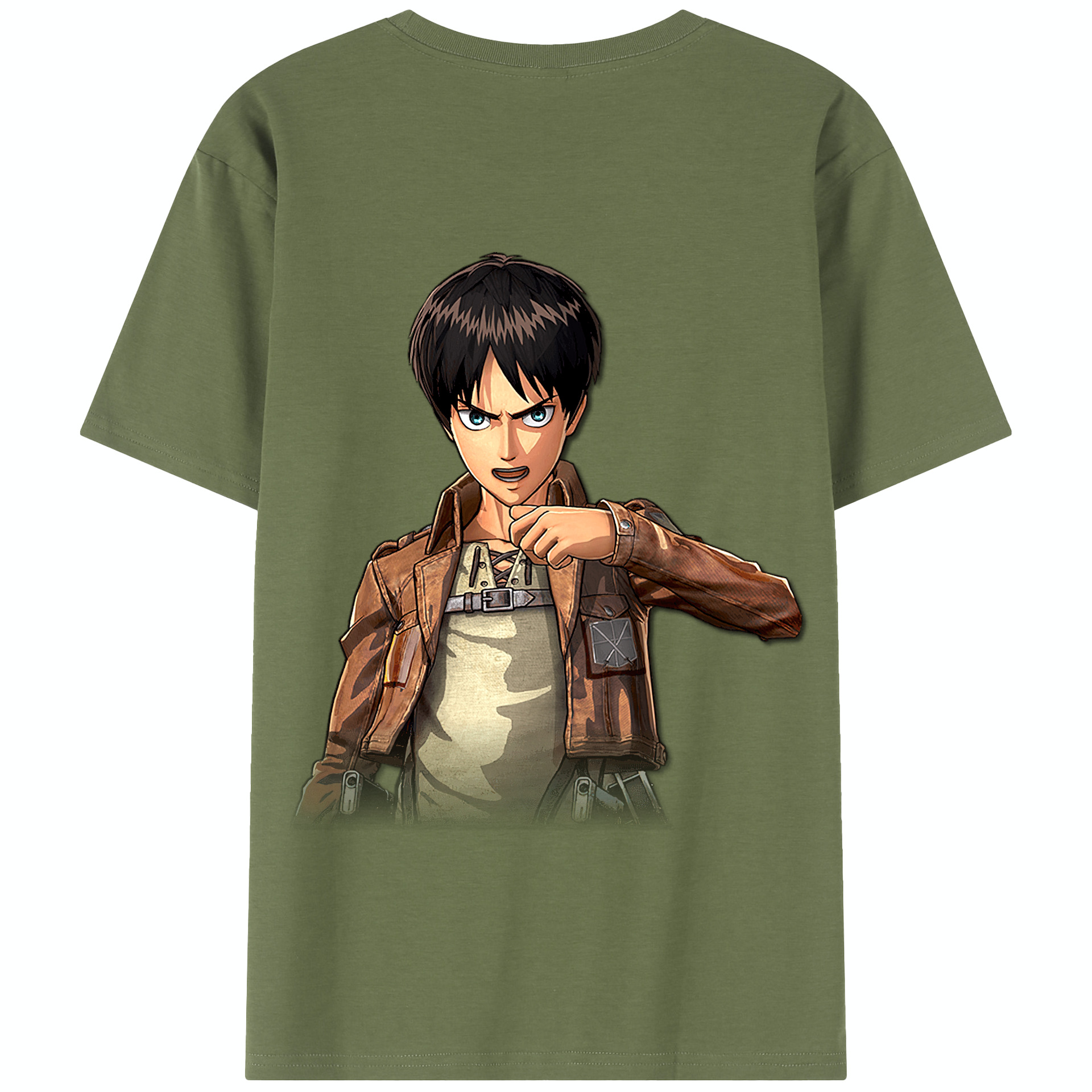 （画像用） 進撃の巨人 エレン･イェーガー Attack on Titan Eren Jäger 綿100％半袖Tシャツ（背面プリント）